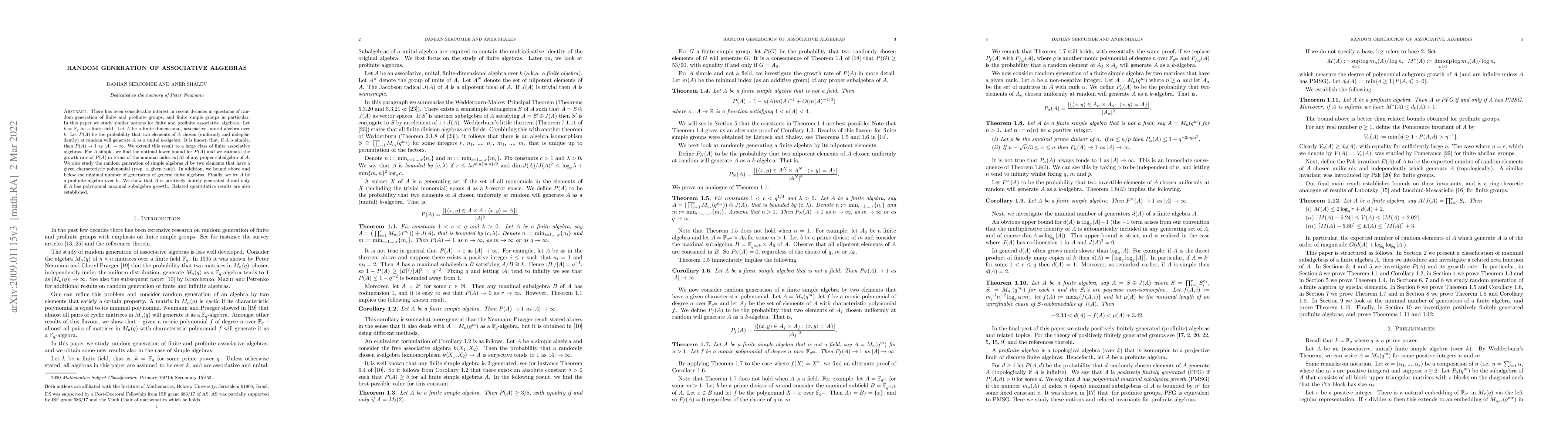Thumbnail for Random generation of associative algebras