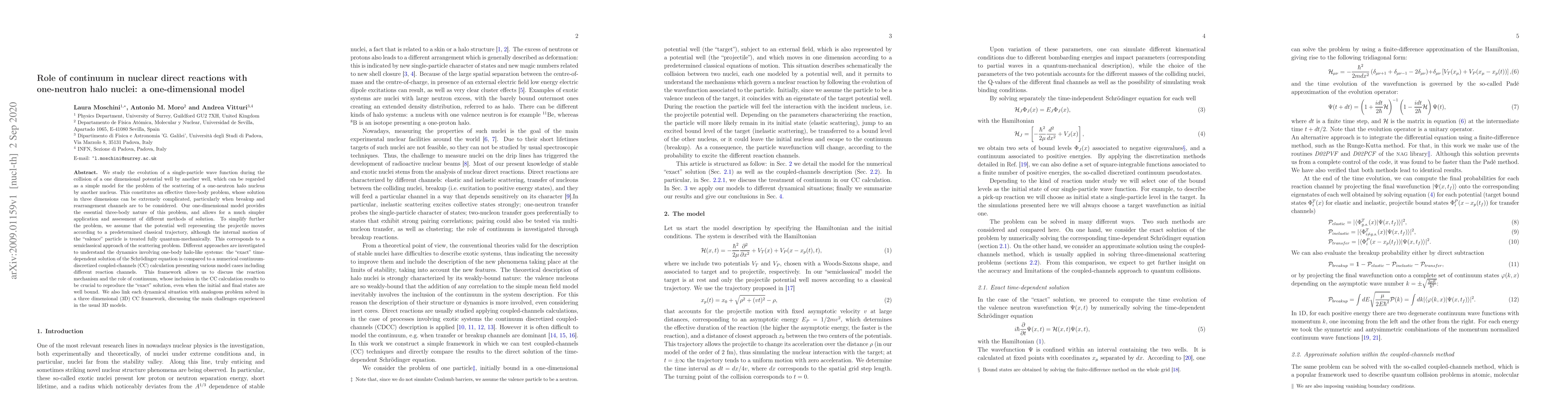 Thumbnail for Role of continuum in nuclear direct reactions with one-neutron halo
  nuclei: a one-dimensional model