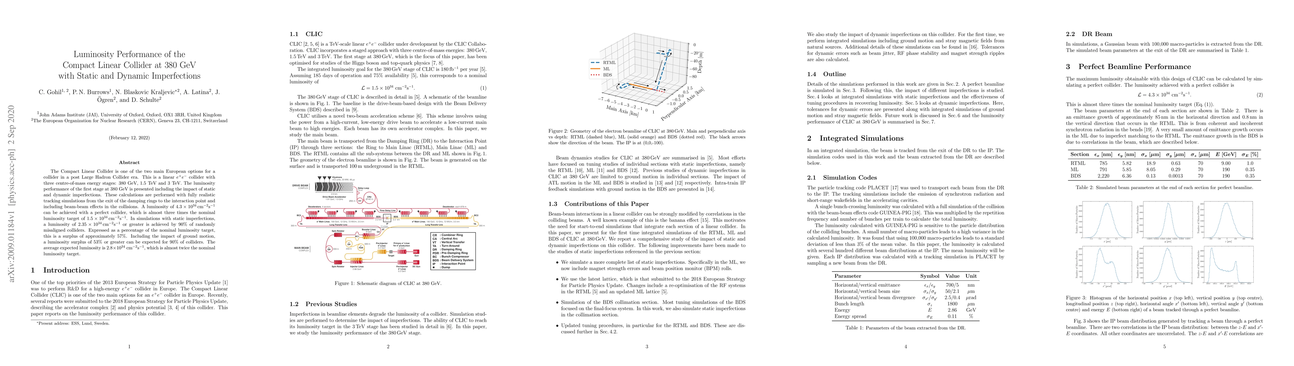 Thumbnail for Luminosity Performance of the Compact Linear Collider at 380 GeV with
  Static and Dynamic Imperfections