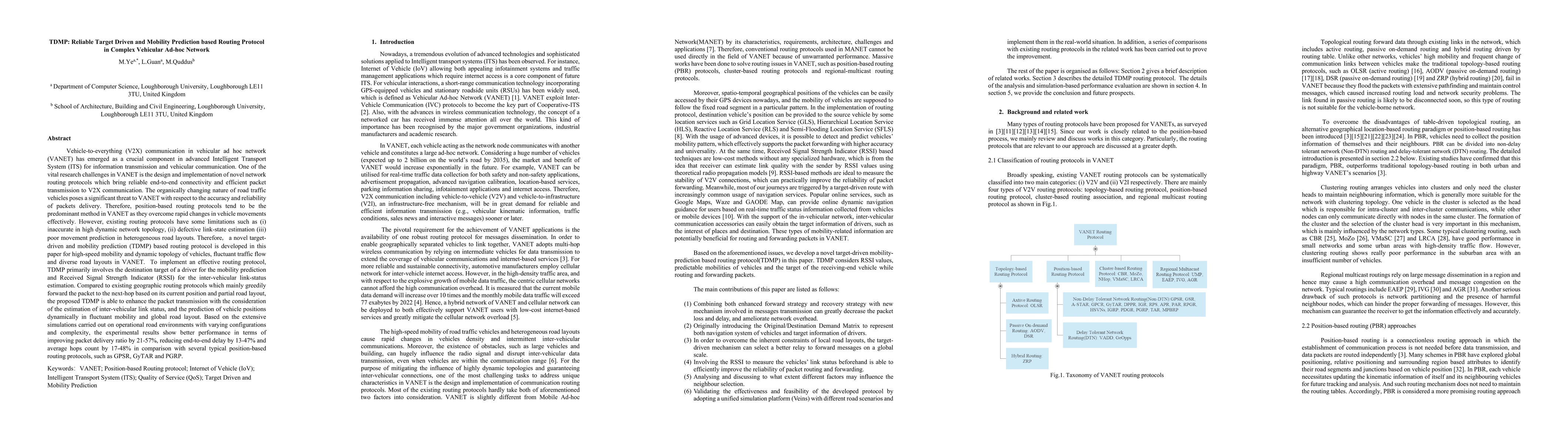 Thumbnail for TDMP-Reliable Target Driven and Mobility Prediction based Routing
  Protocol in Complex VANET