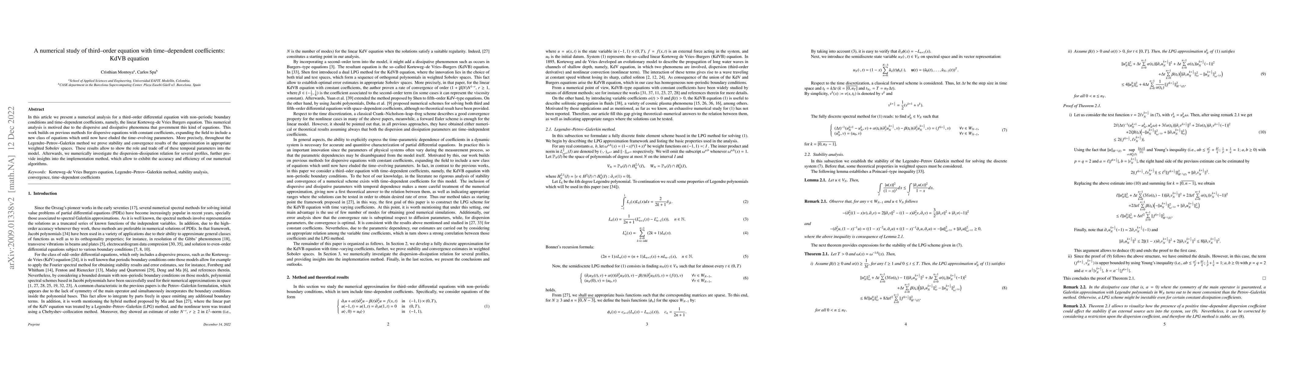 Thumbnail for A numerical study of third-order equation with time-dependent
  coefficients: KdVB equation