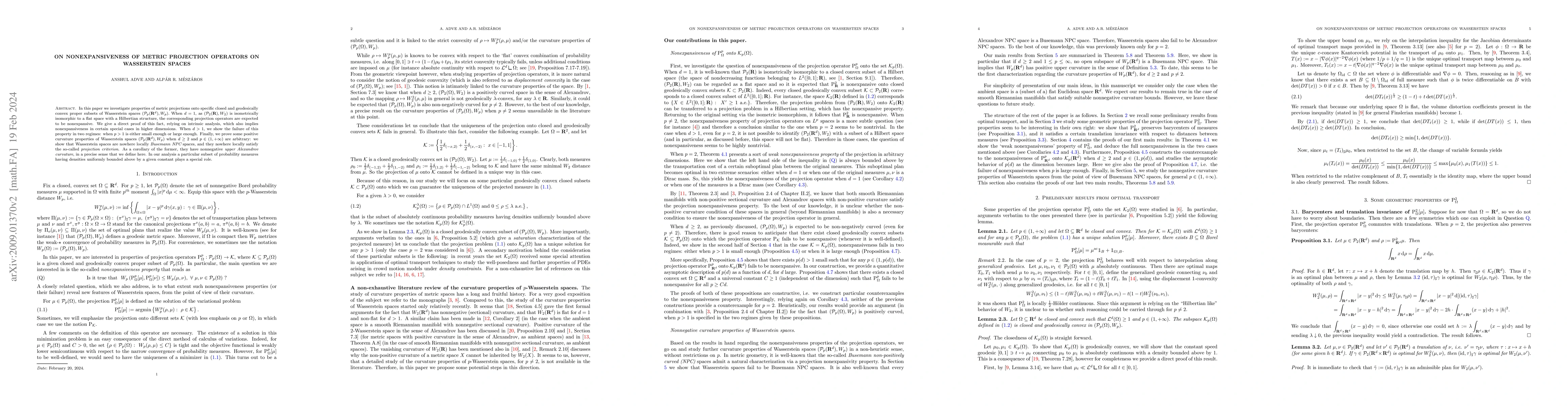 Thumbnail for On nonexpansiveness of metric projection operators on Wasserstein spaces