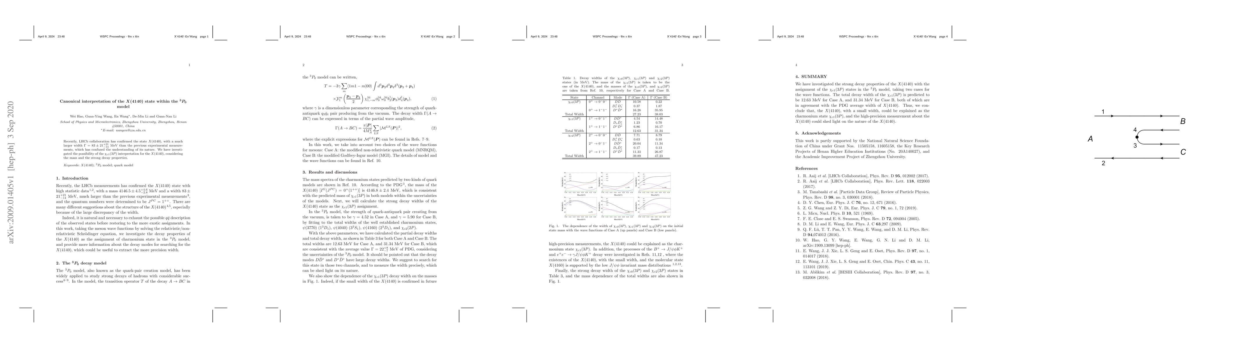 Thumbnail for Canonical interpretation of the $X(4140)$ state within the $^3P_0$ model