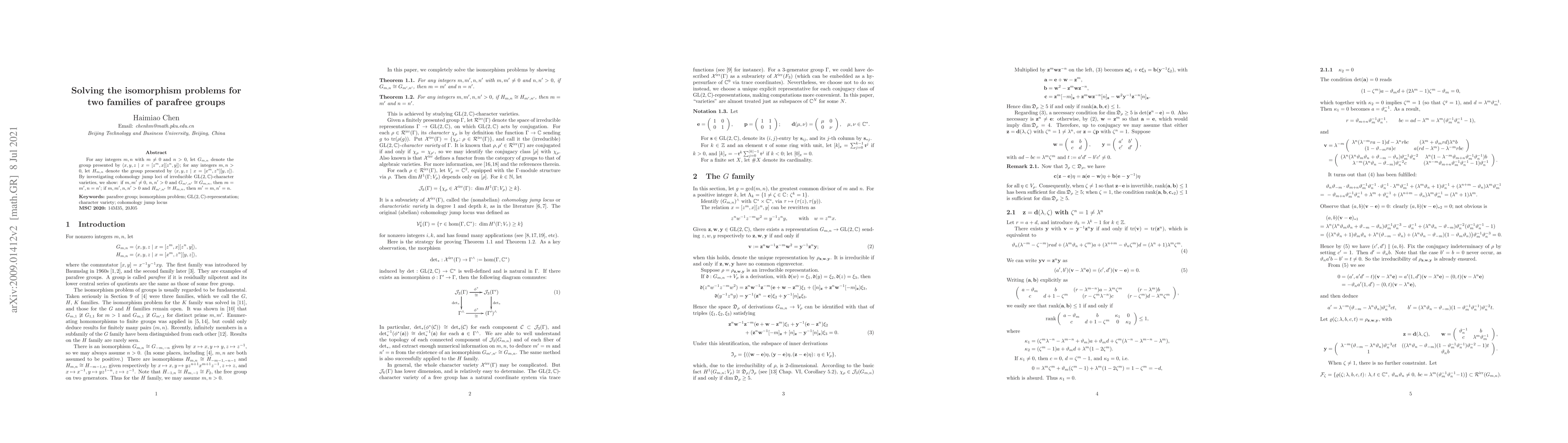 Thumbnail for Solving the isomorphism problems for two families of parafree groups