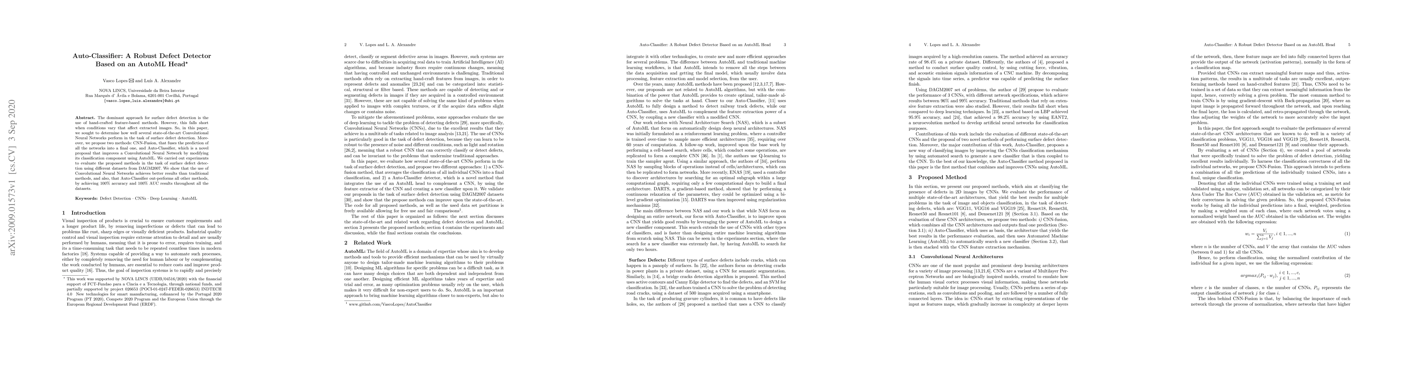 Thumbnail for Auto-Classifier: A Robust Defect Detector Based on an AutoML Head