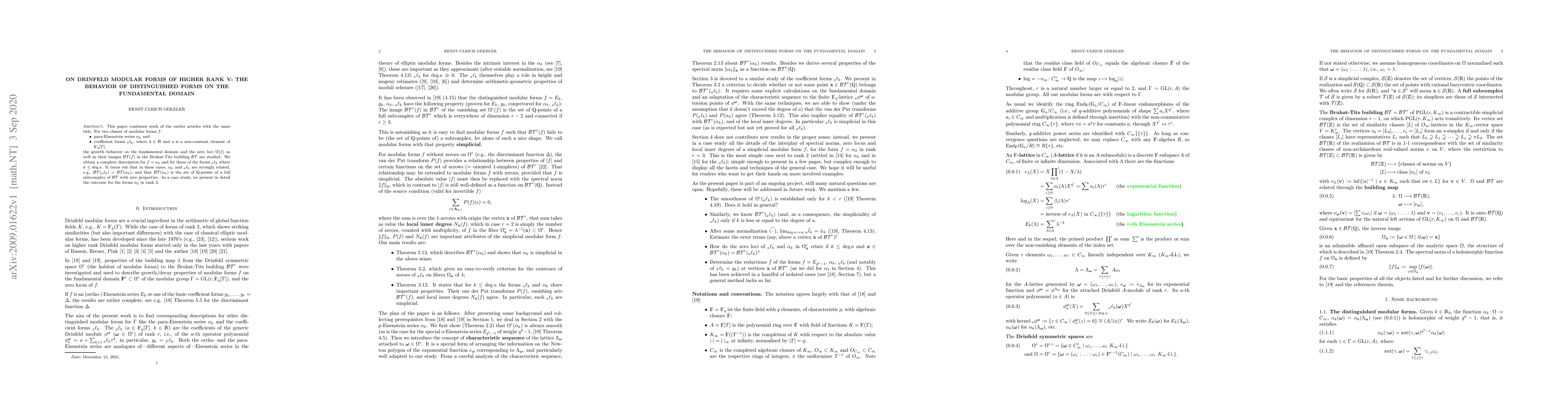 Thumbnail for On Drinfeld modular forms of higher rank V: The behavior of
  distinguished forms on the fundamental domain