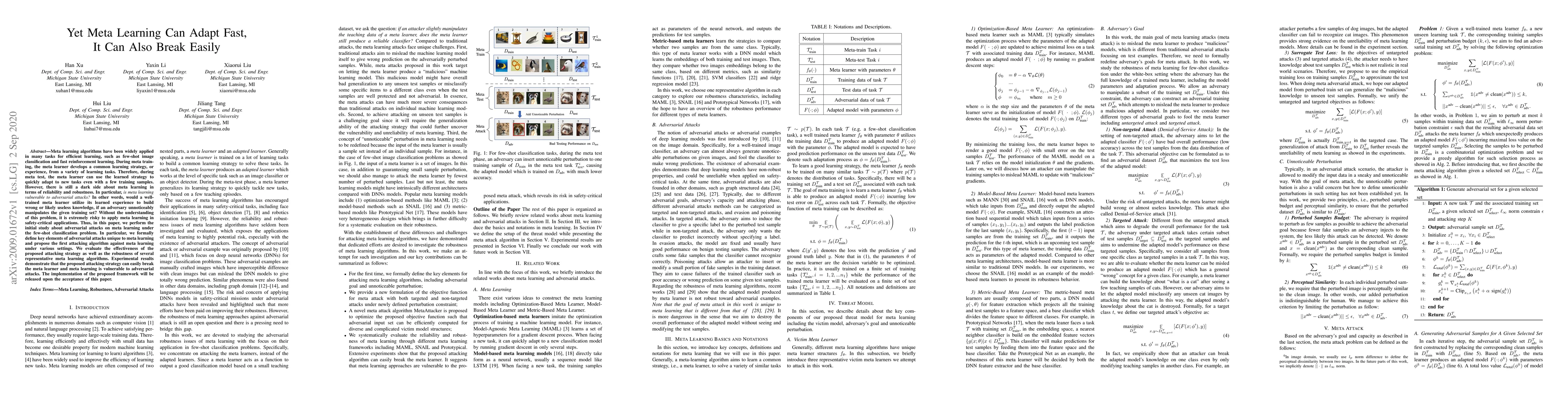 Thumbnail for Yet Meta Learning Can Adapt Fast, It Can Also Break Easily