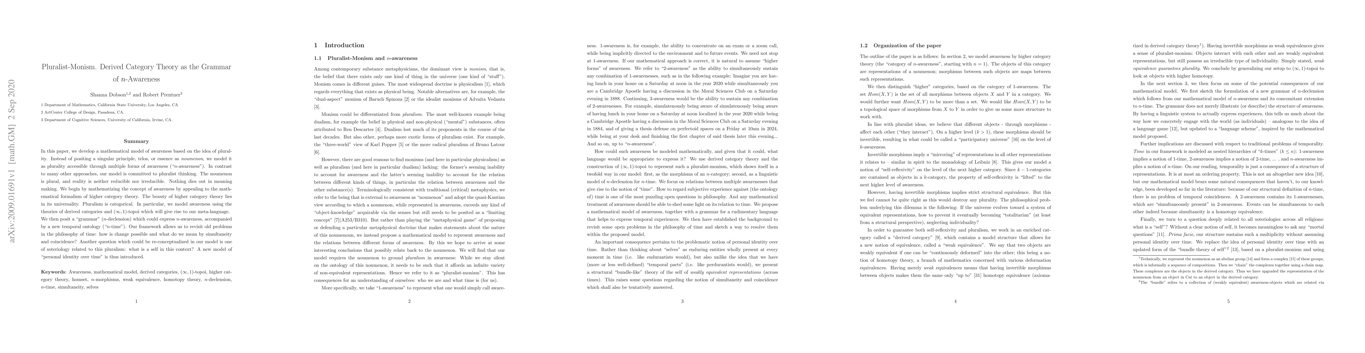 Thumbnail for Pluralist-Monism. Derived Category Theory as the Grammar of n-Awareness