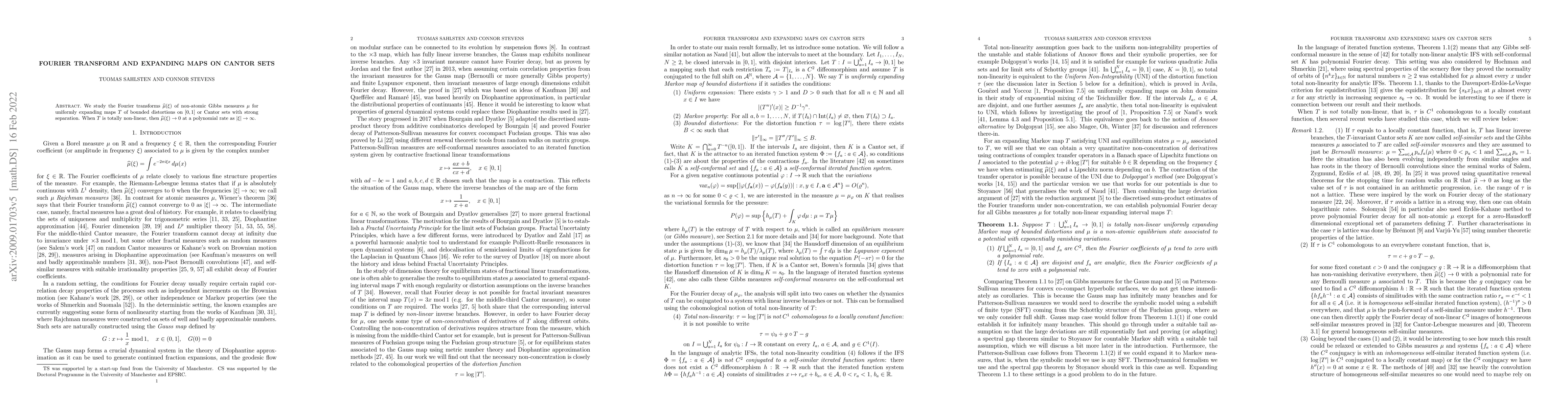 Thumbnail for Fourier transform and expanding maps on Cantor sets