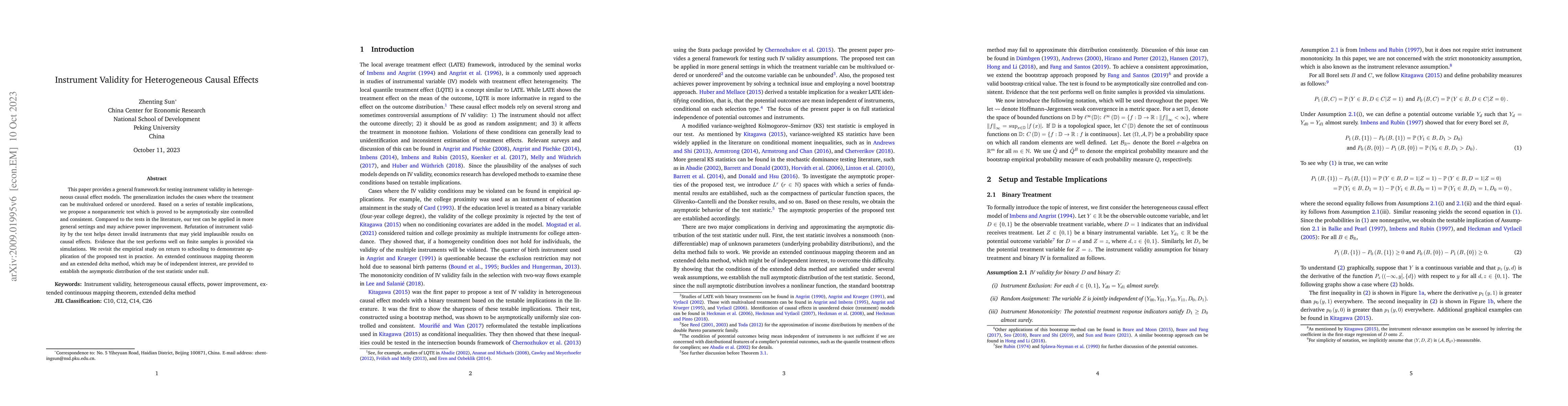 Thumbnail for Instrument Validity for Heterogeneous Causal Effects