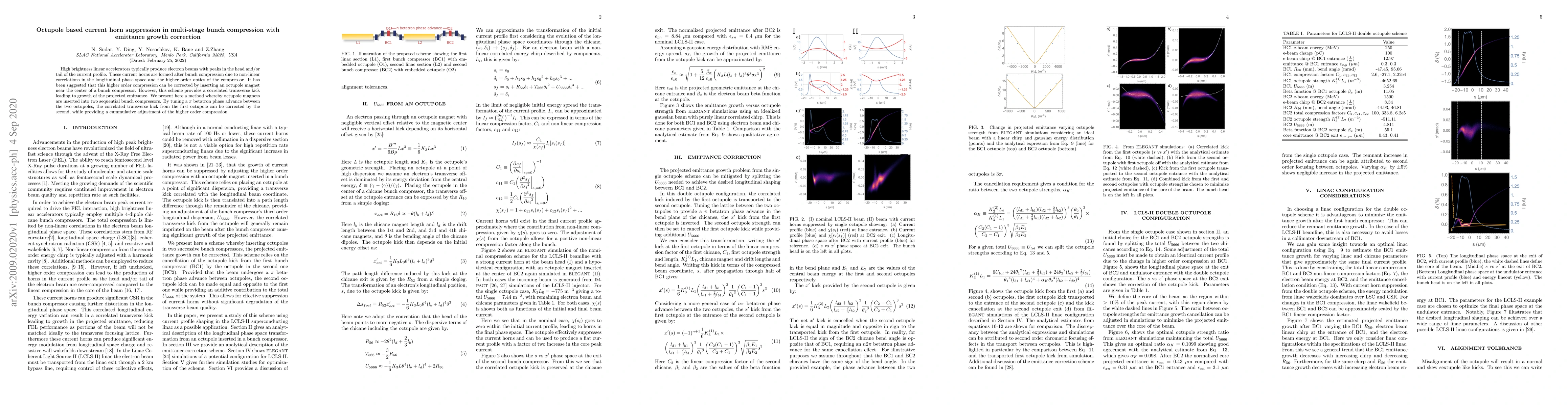 Thumbnail for Octupole based current horn suppresion in multi-stage bunch compression
  with emittance growth correction