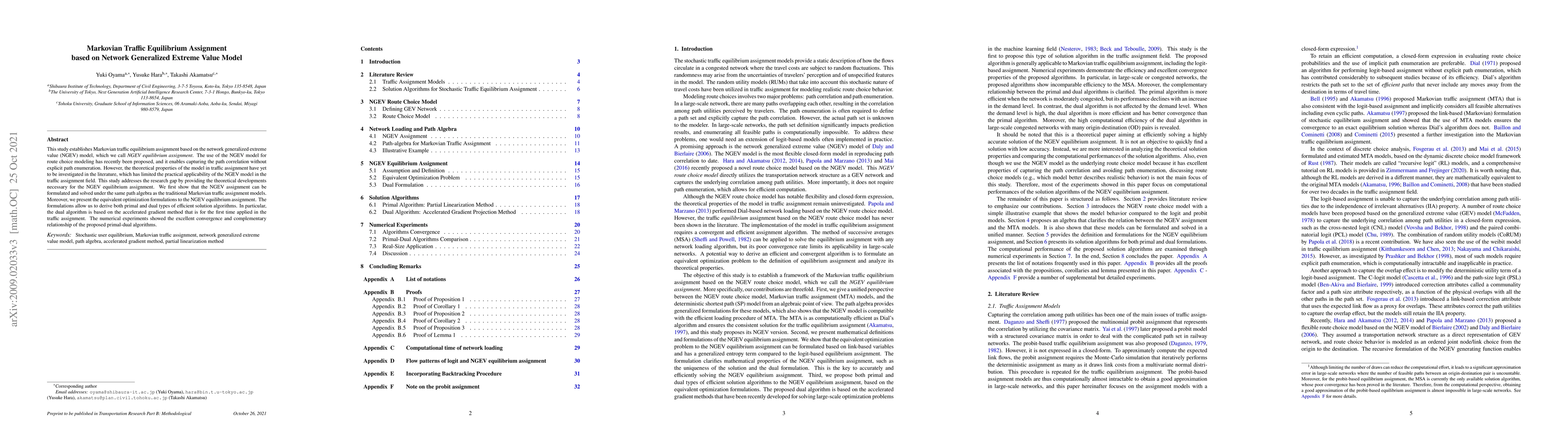 Thumbnail for Markovian Traffic Equilibrium Assignment based on Network Generalized
  Extreme Value Model