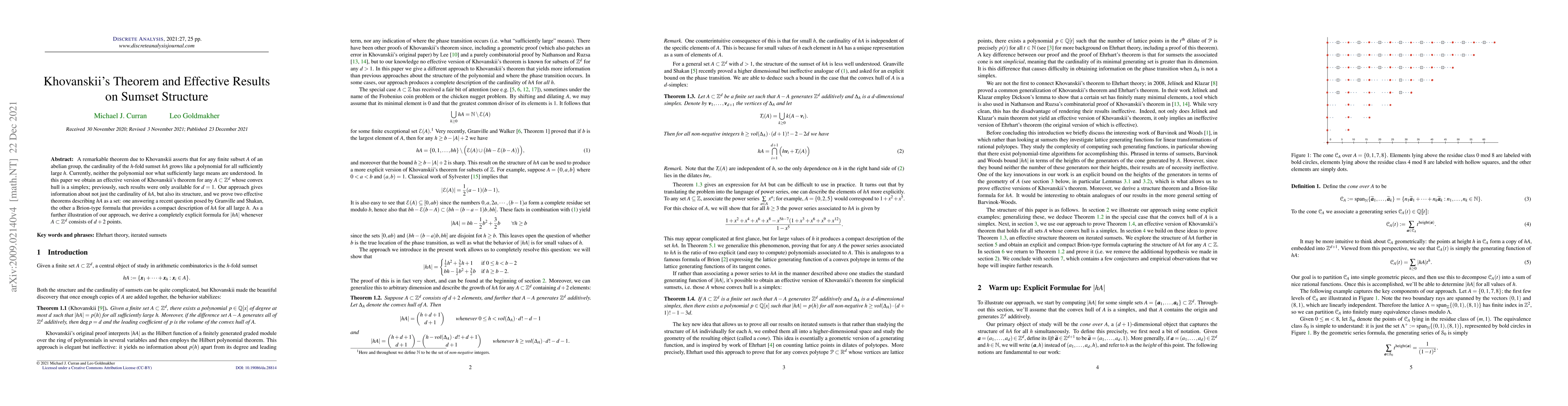 Thumbnail for Khovanskii's theorem and effective results on sumset structure