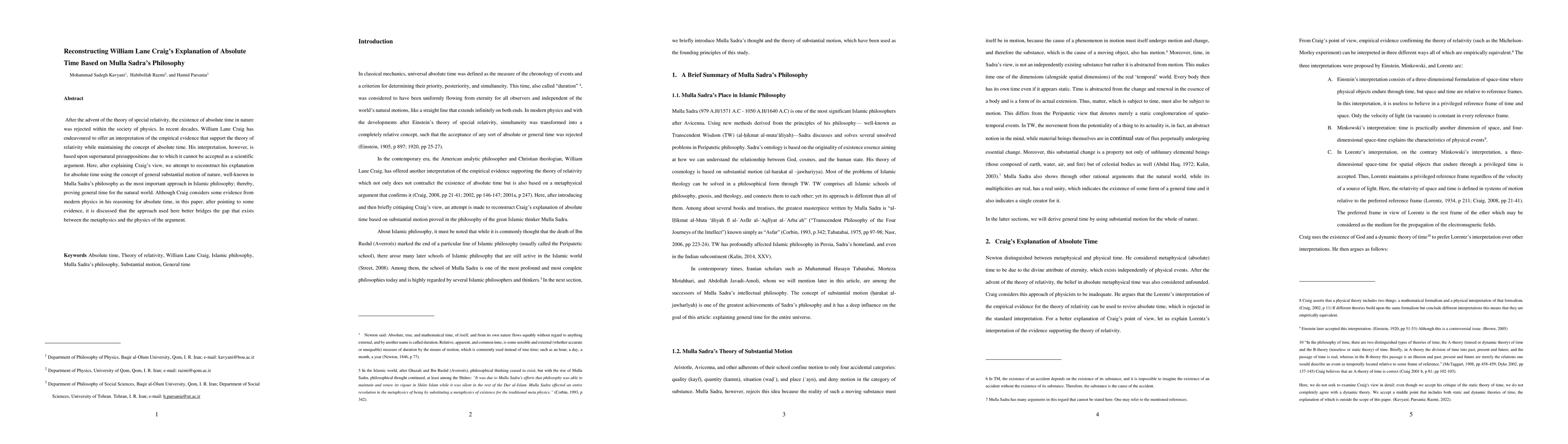 Thumbnail for Reconstructing William Lane Craig's Explanation of Absolute Time based
  on Mulla Sadra's Philosophy