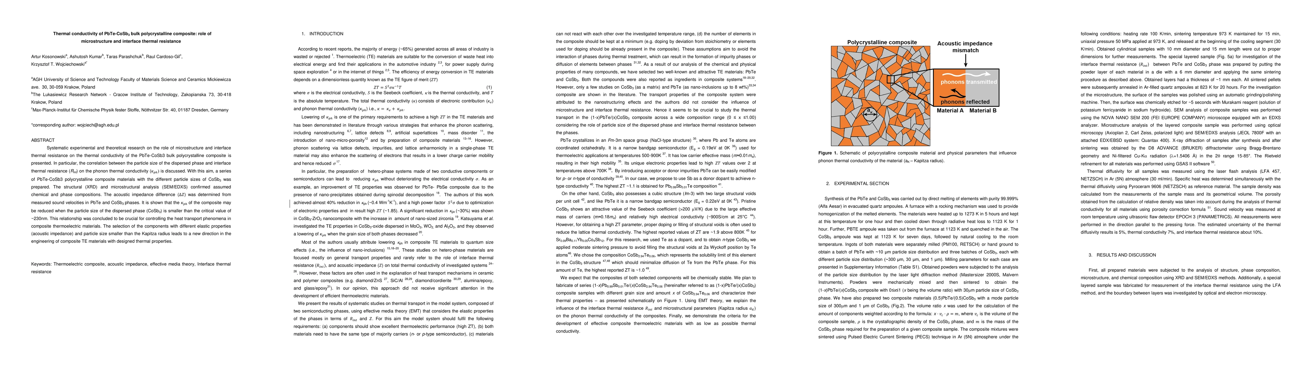Thumbnail for Thermal conductivity of PbTe-CoSb3 bulk polycrystalline composite: the
  role of microstructure and interface thermal resistance