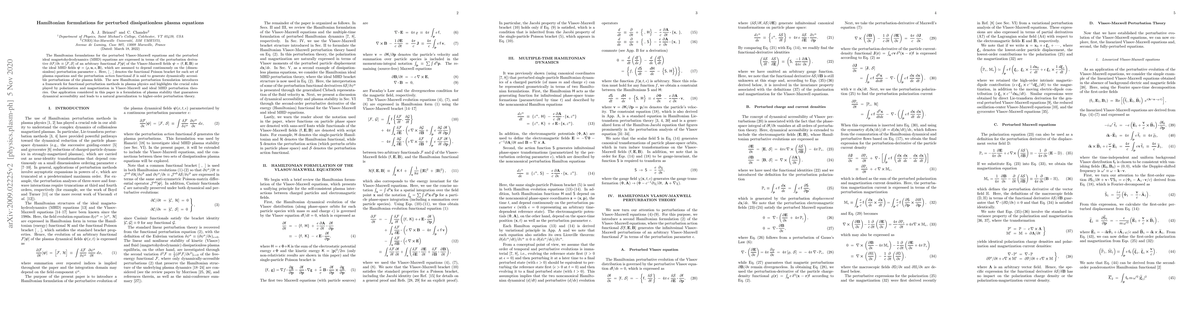 Thumbnail for Hamiltonian formulations for perturbed dissipationless plasma equations