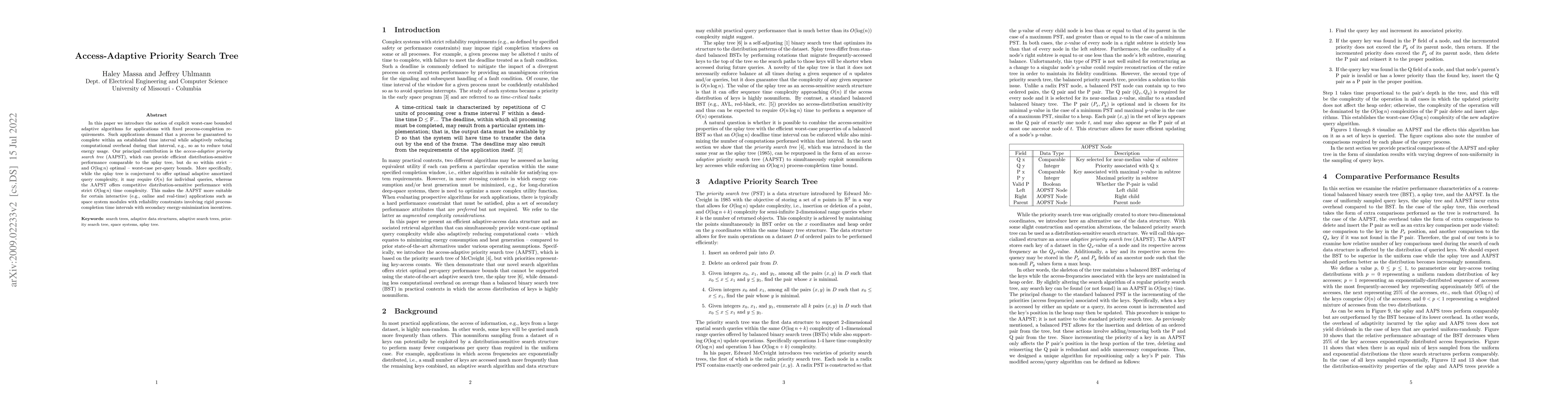 Thumbnail for Access-Adaptive Priority Search Tree