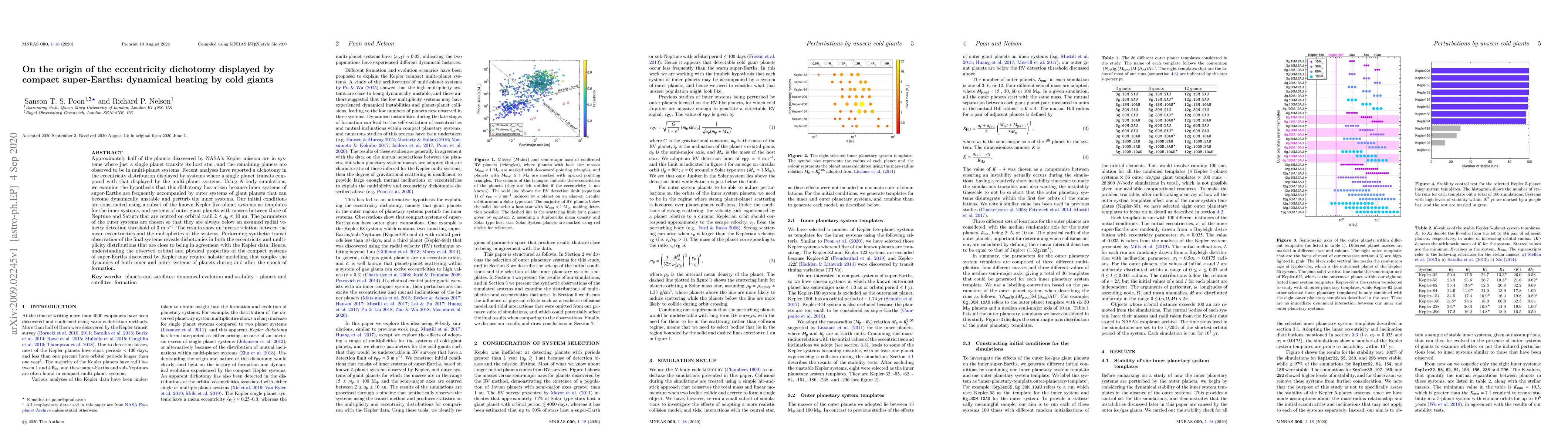 Thumbnail for On the origin of the eccentricity dichotomy displayed by compact
  super-Earths: dynamical heating by cold giants