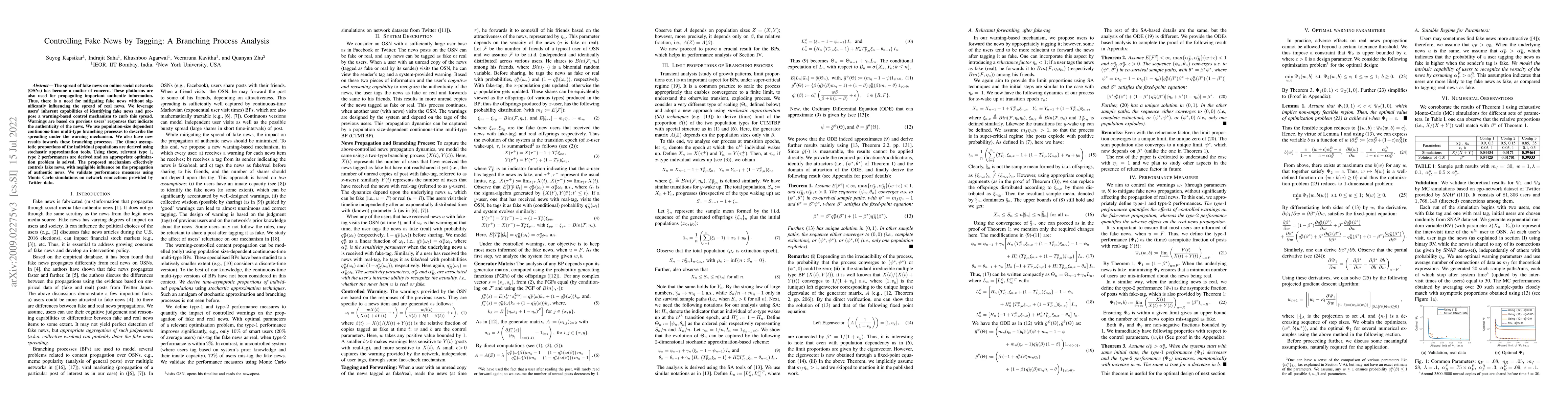 Thumbnail for Controlling Fake News by Tagging: A Branching Process Analysis