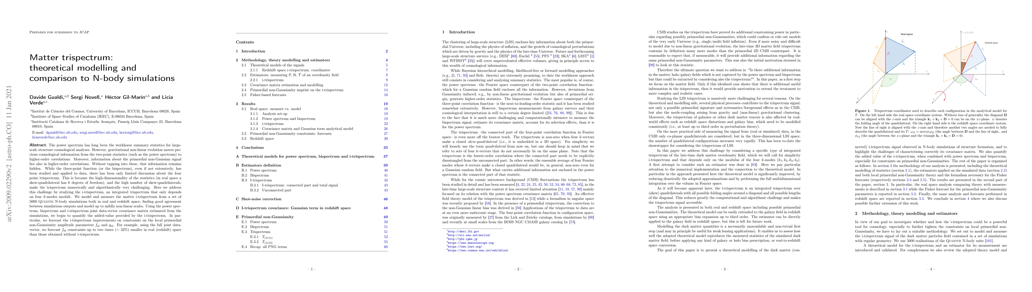 Thumbnail for Matter trispectrum: theoretical modelling and comparison to N-body
  simulations