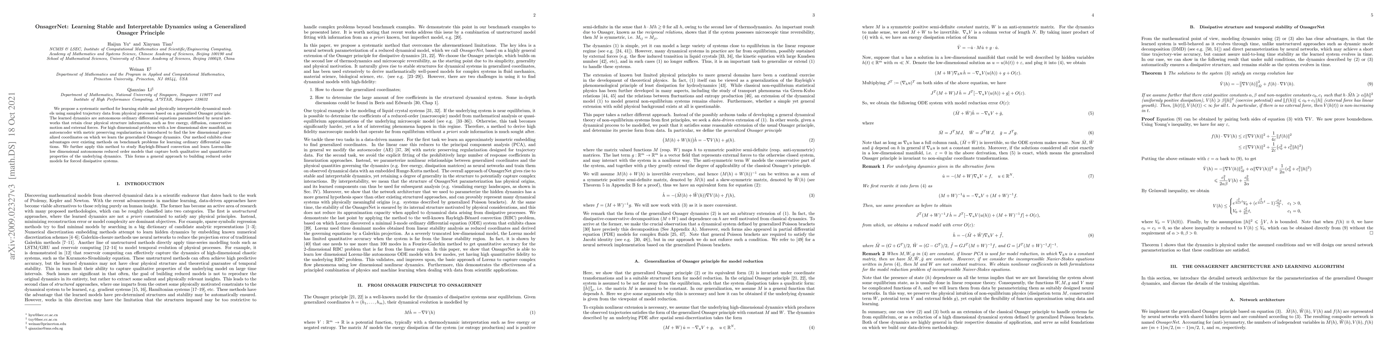 Thumbnail for OnsagerNet: Learning Stable and Interpretable Dynamics using a
  Generalized Onsager Principle
