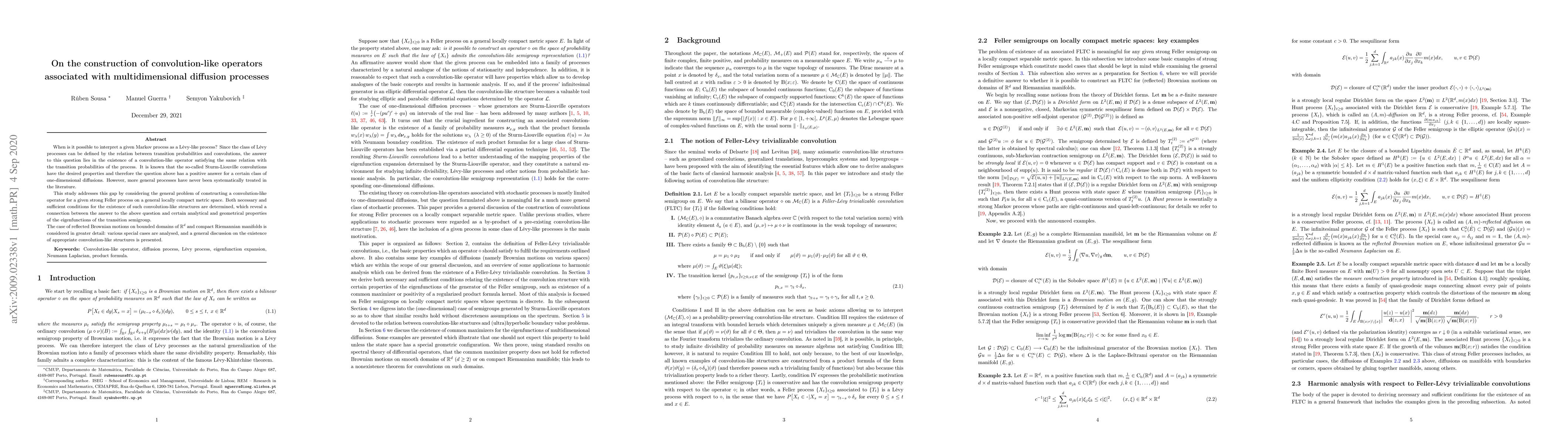 Thumbnail for On the construction of convolution-like operators associated with
  multidimensional diffusion processes