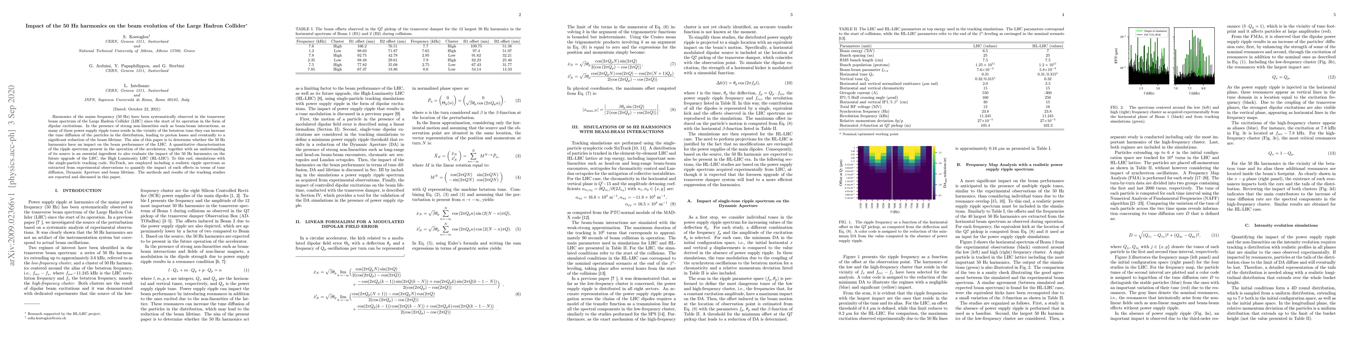 Thumbnail for Impact of the 50 Hz harmonics on the beam evolution of the Large Hadron
  Collider