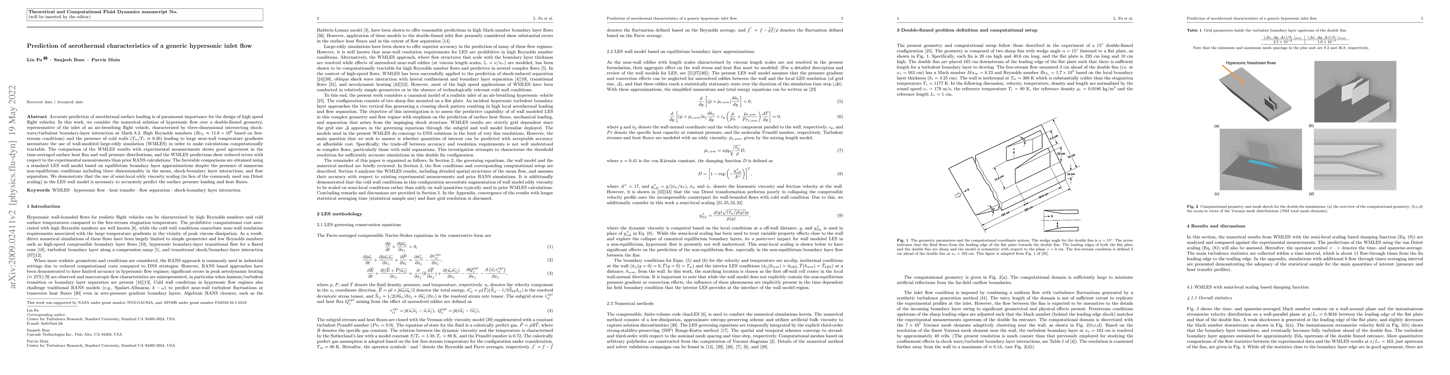 Thumbnail for Prediction of aerothermal characteristics of a generic hypersonic inlet
  flow