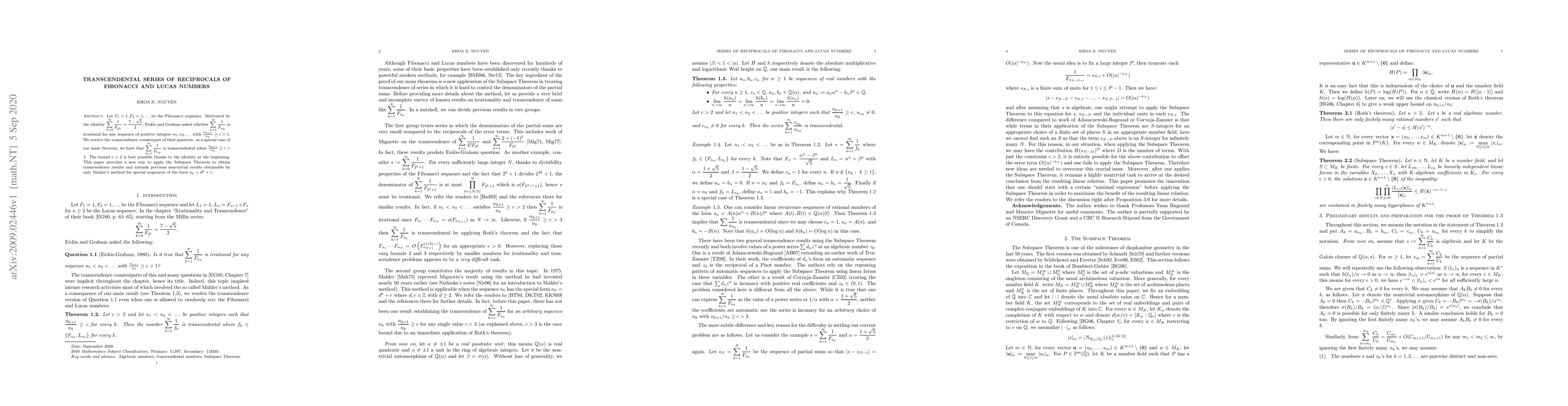 Thumbnail for Transcendental Series of Reciprocals of Fibonacci and Lucas Numbers