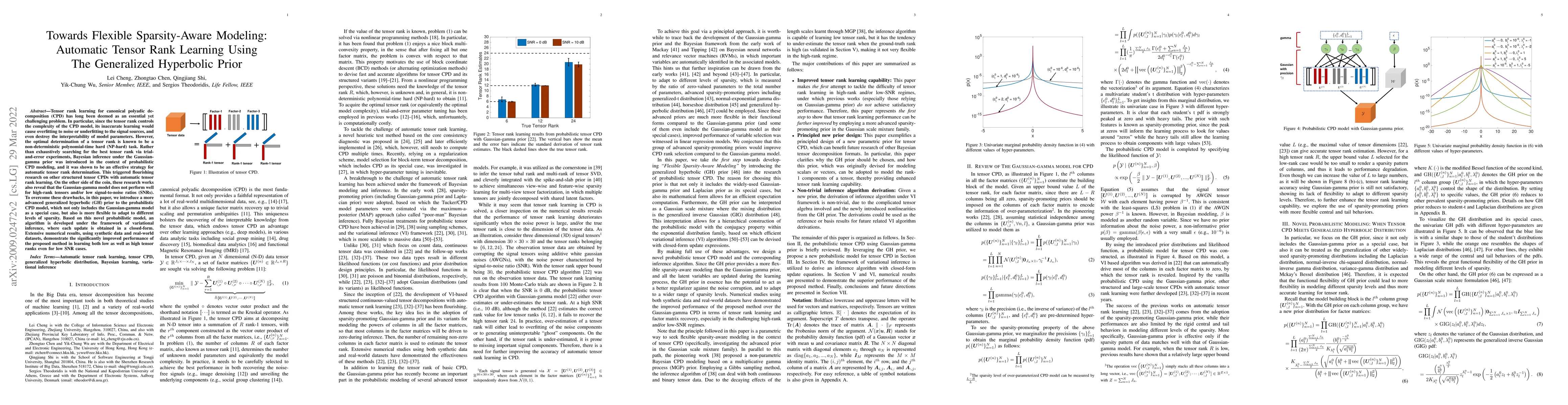 Thumbnail for Towards Flexible Sparsity-Aware Modeling: Automatic Tensor Rank Learning
  Using The Generalized Hyperbolic Prior