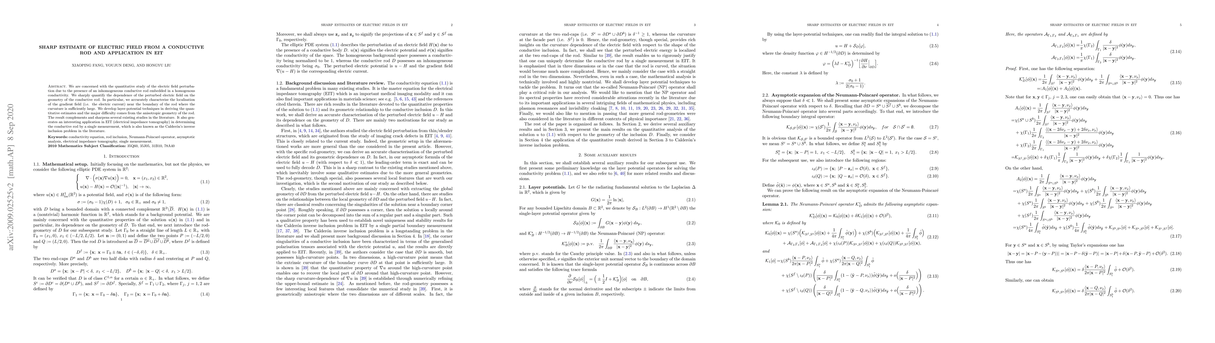 Thumbnail for Sharp estimate of electric field from a conductive rod and application