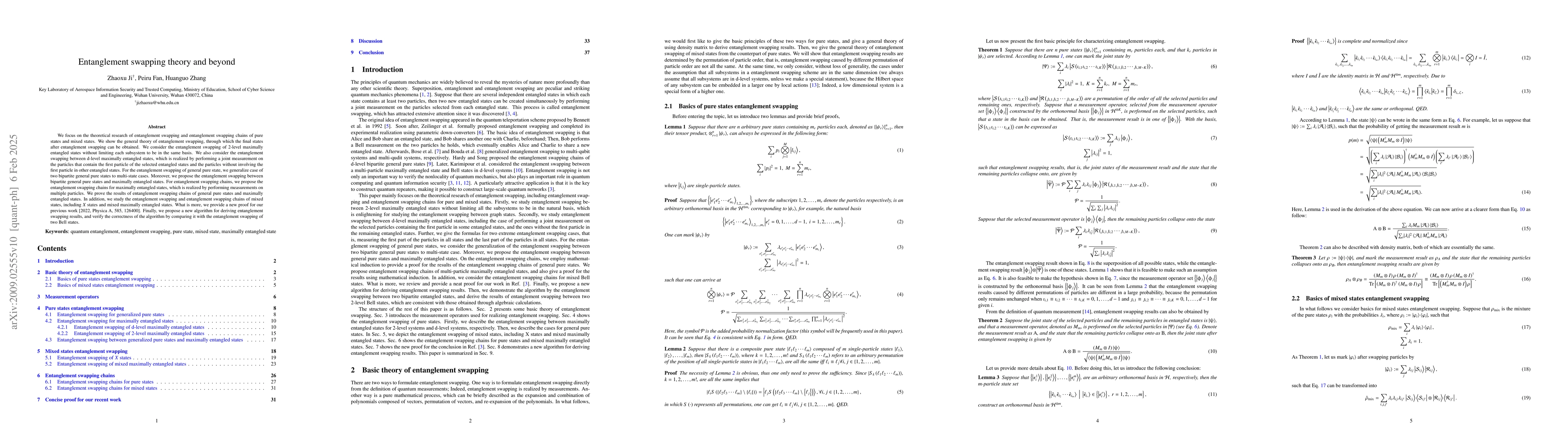 Thumbnail for Entanglement swapping theory and beyond