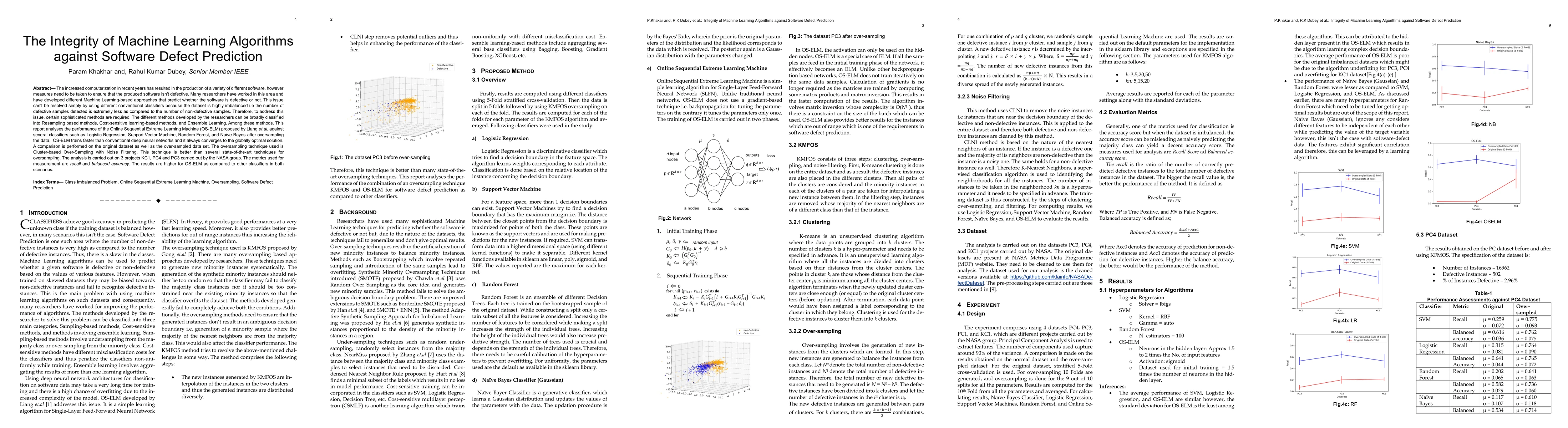 Thumbnail for The Integrity of Machine Learning Algorithms against Software Defect
  Prediction