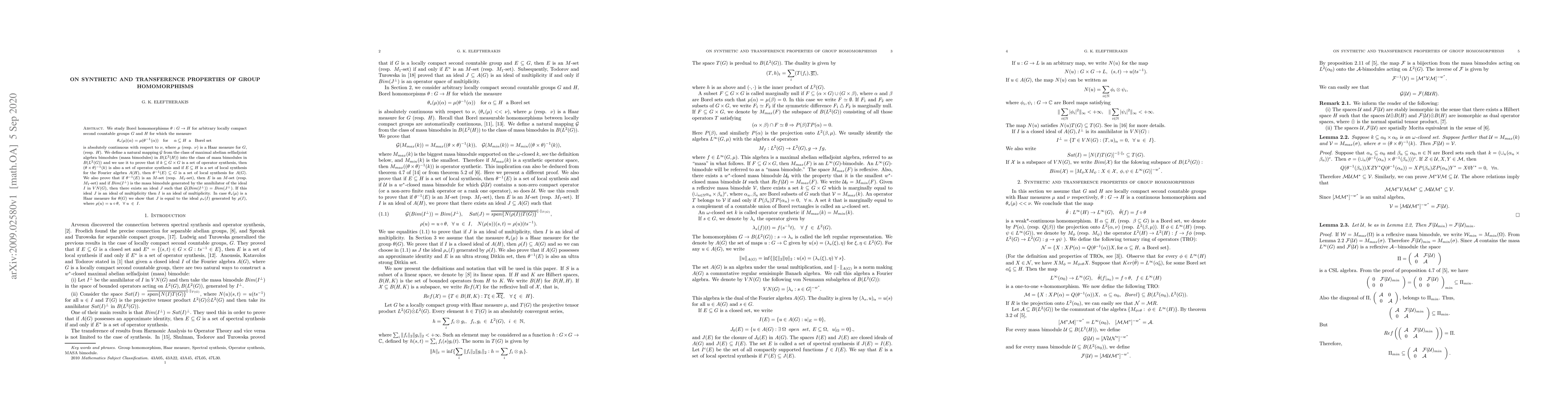 Thumbnail for On synthetic and transference properties of group homomorphisms
