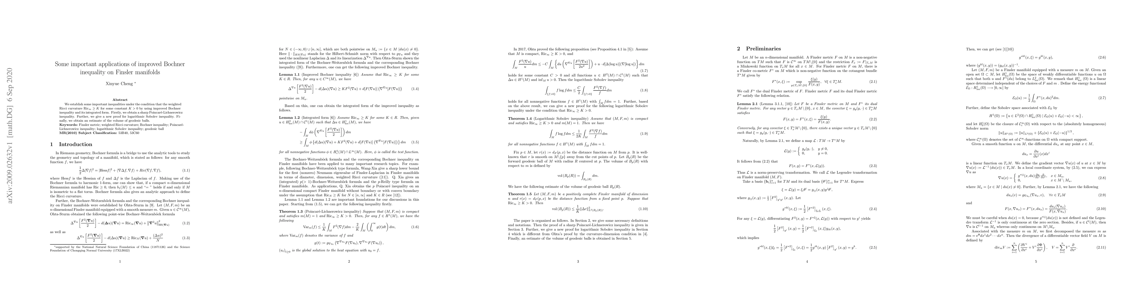 Thumbnail for Some important applications of improved Bochner inequality on Finsler
  manifolds