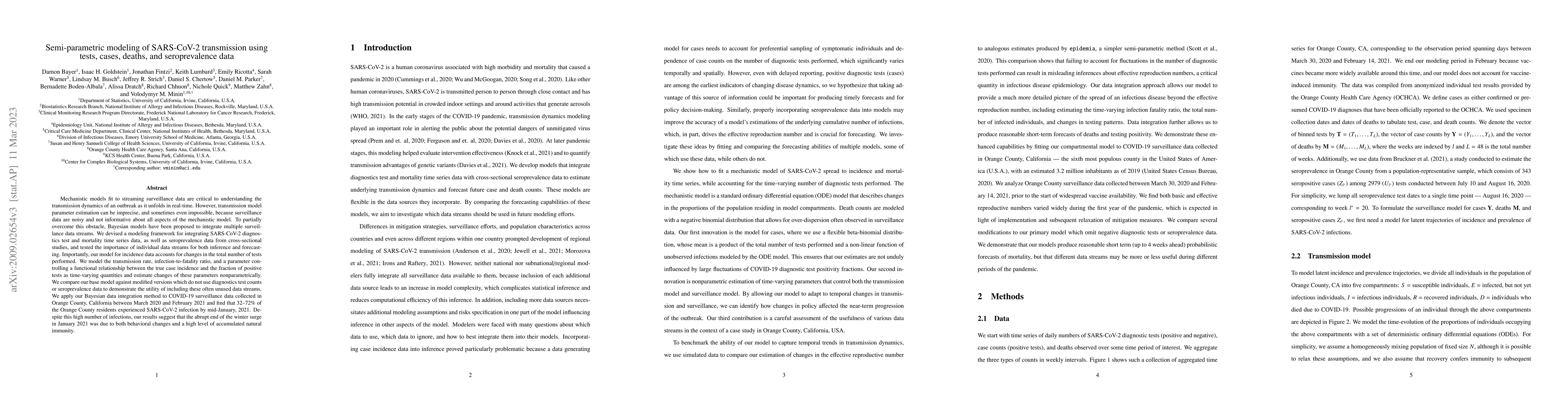 Thumbnail for Semi-parametric modeling of SARS-CoV-2 transmission using tests, cases,
  deaths, and seroprevalence data