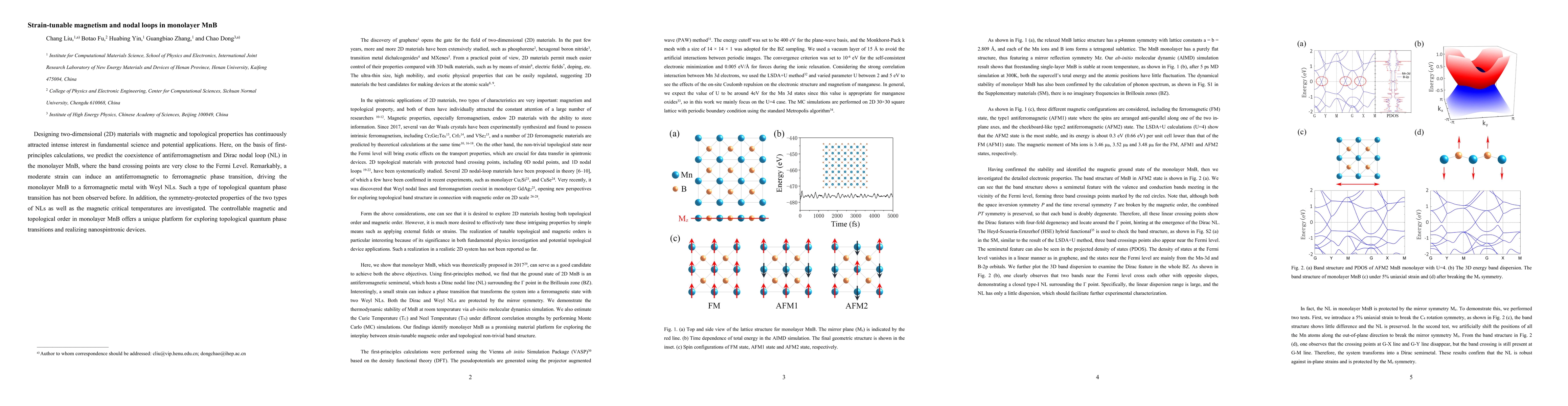 Thumbnail for Strain-tunable magnetism and nodal loops in monolayer MnB
