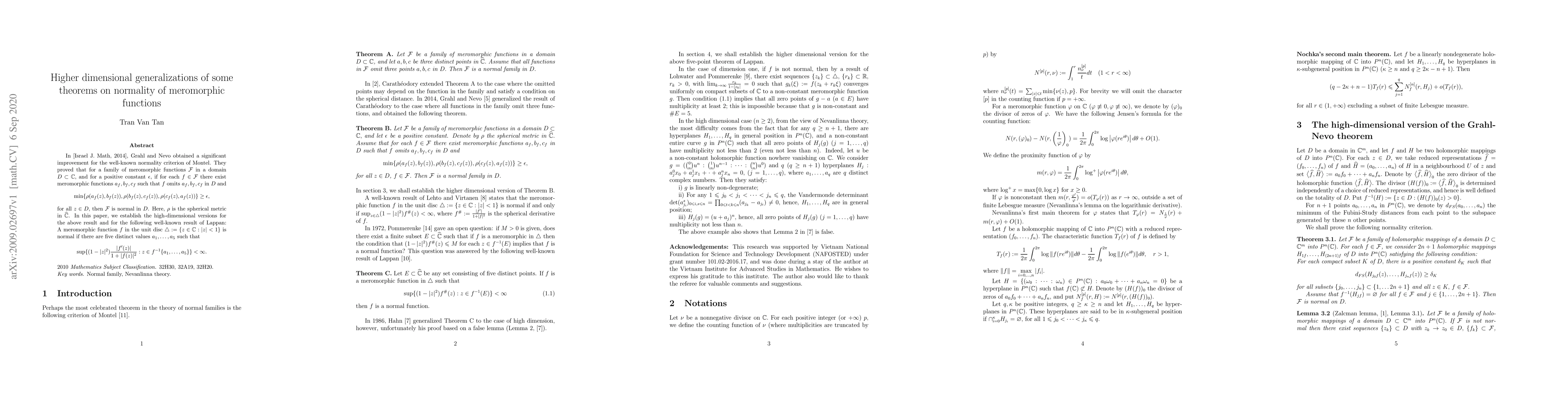 Thumbnail for Higher dimensional generalizations of some theorems on normality of
  meromorphic functions