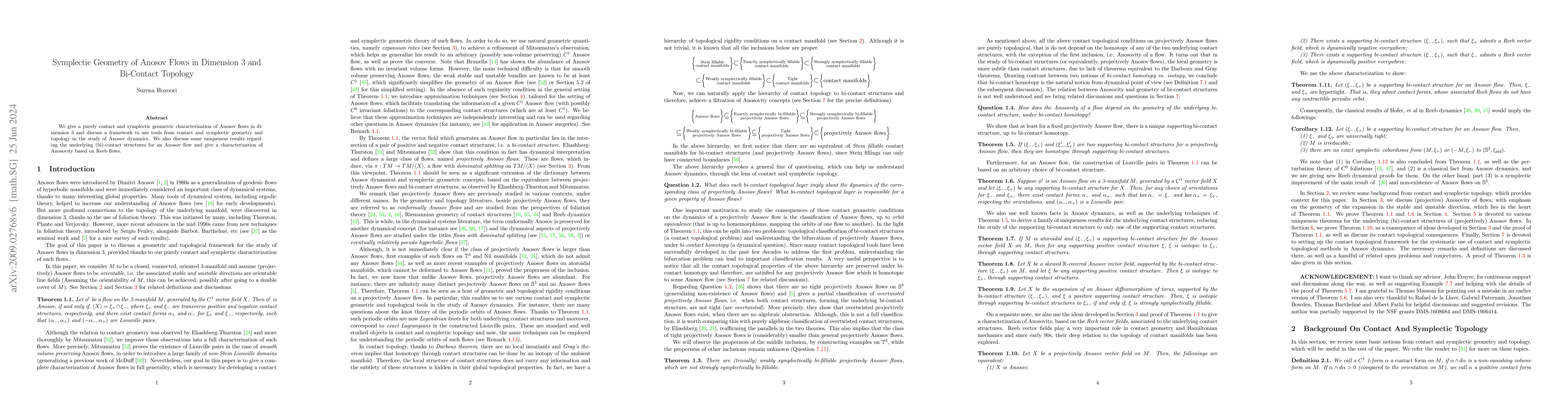 Thumbnail for Symplectic Geometry of Anosov Flows in Dimension 3 and Bi-Contact
  Topology