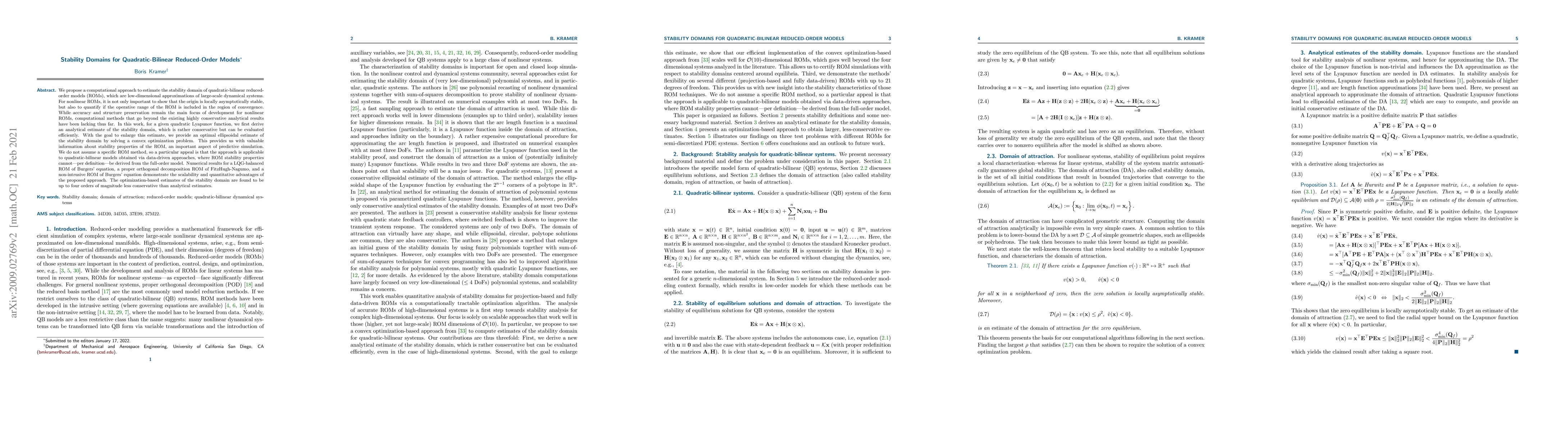 Thumbnail for Stability Domains for Quadratic-Bilinear Reduced-Order Models