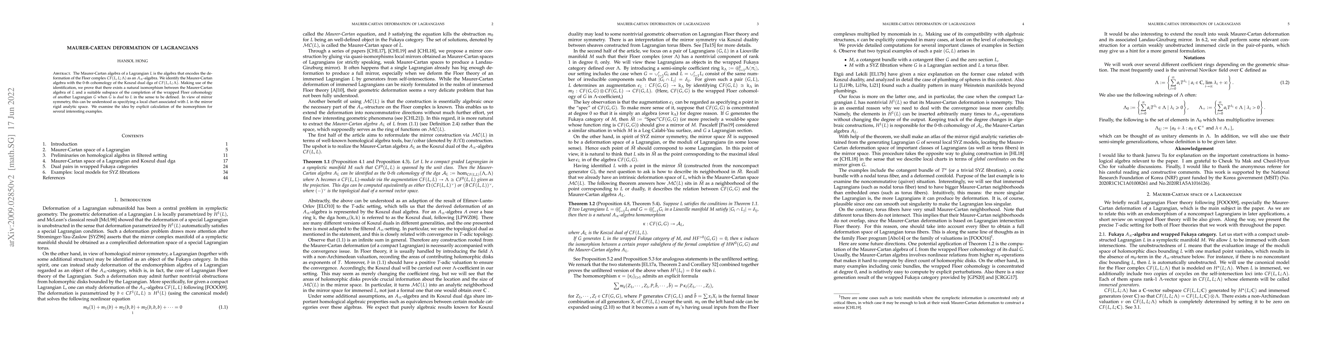 Thumbnail for Maurer-Cartan deformation of Lagrangians