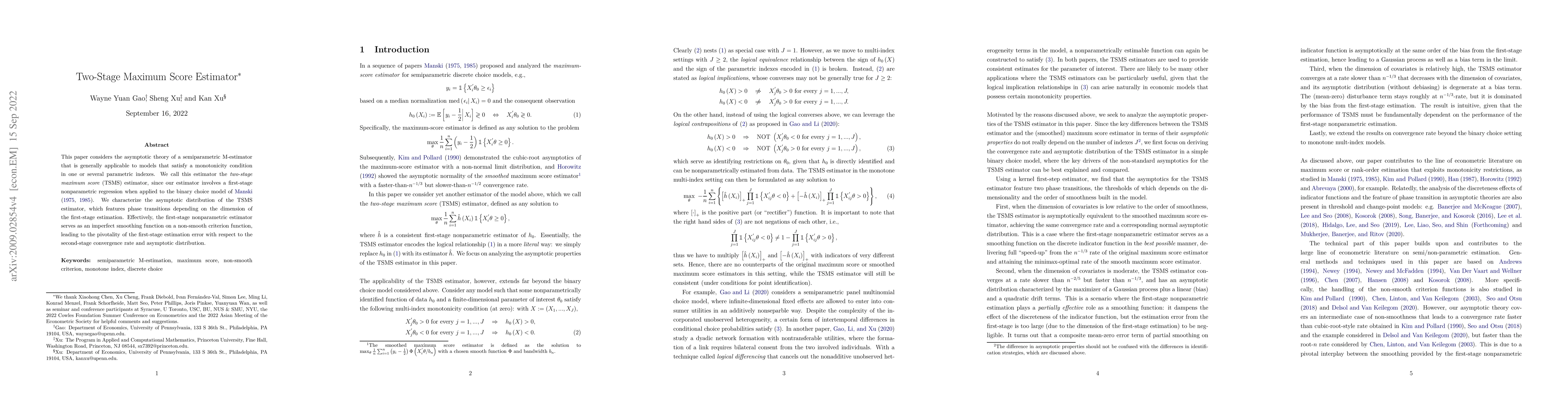 Thumbnail for Two-Stage Maximum Score Estimator