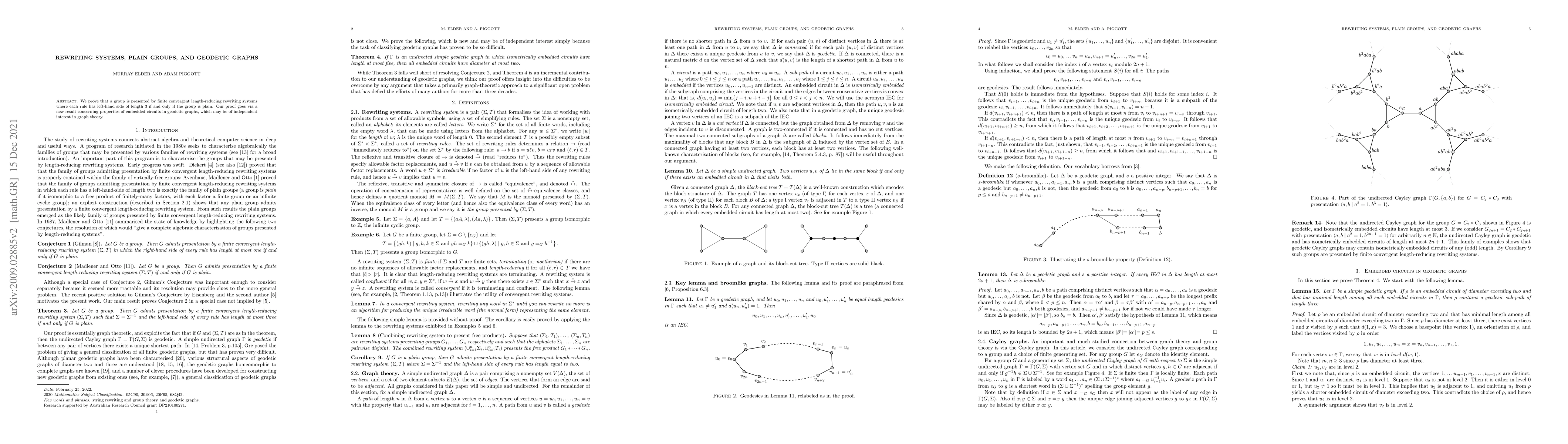 Thumbnail for Rewriting systems, plain groups, and geodetic graphs