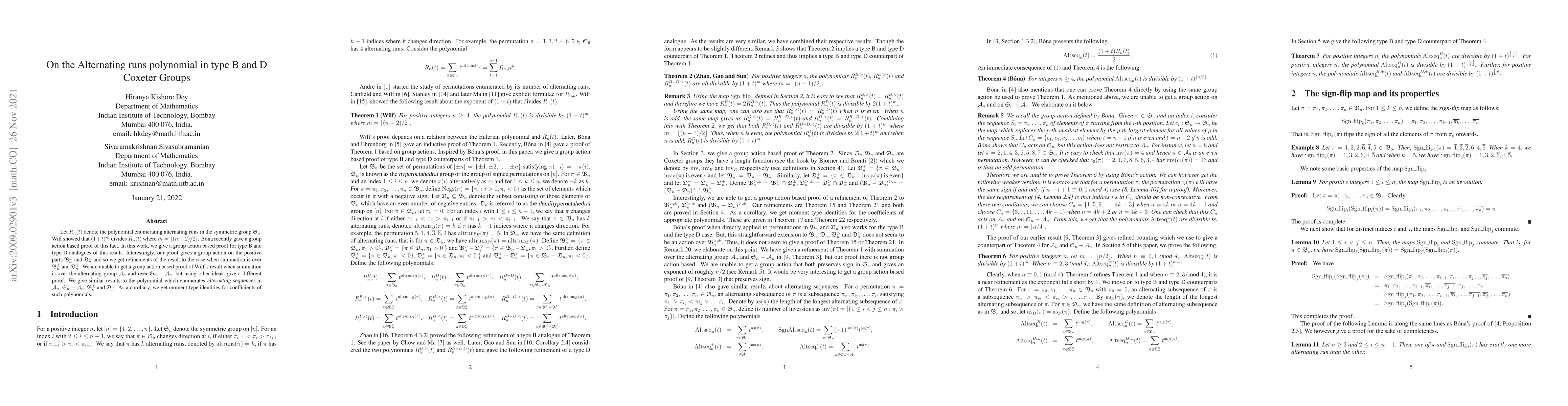 Thumbnail for On the Alternating runs polynomial in type B and D Coxeter Groups