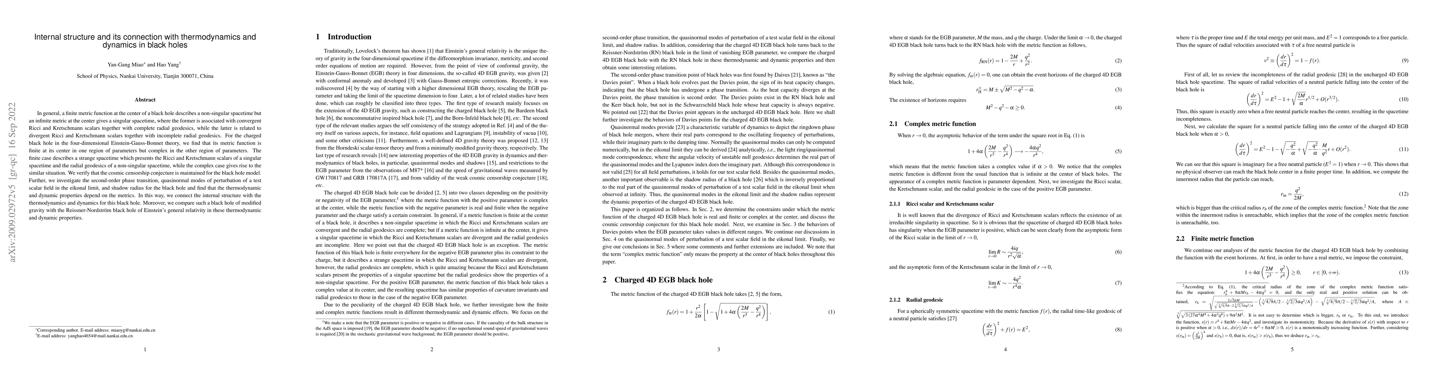Thumbnail for Internal structure and its connection with thermodynamics and dynamics
  in black holes