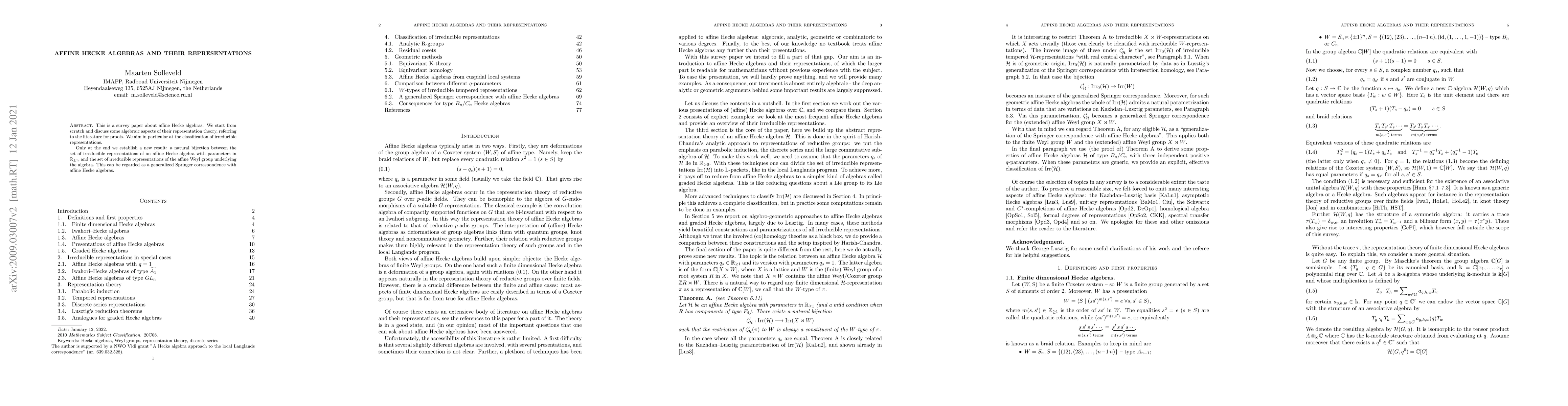 Thumbnail for Affine Hecke algebras and their representations