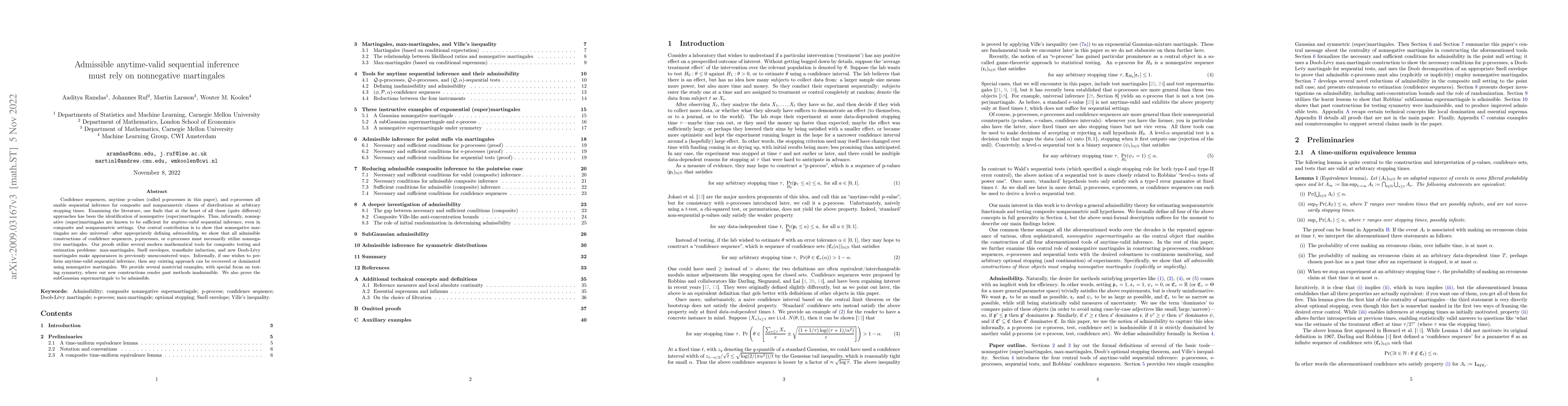 Thumbnail for Admissible anytime-valid sequential inference must rely on nonnegative
  martingales