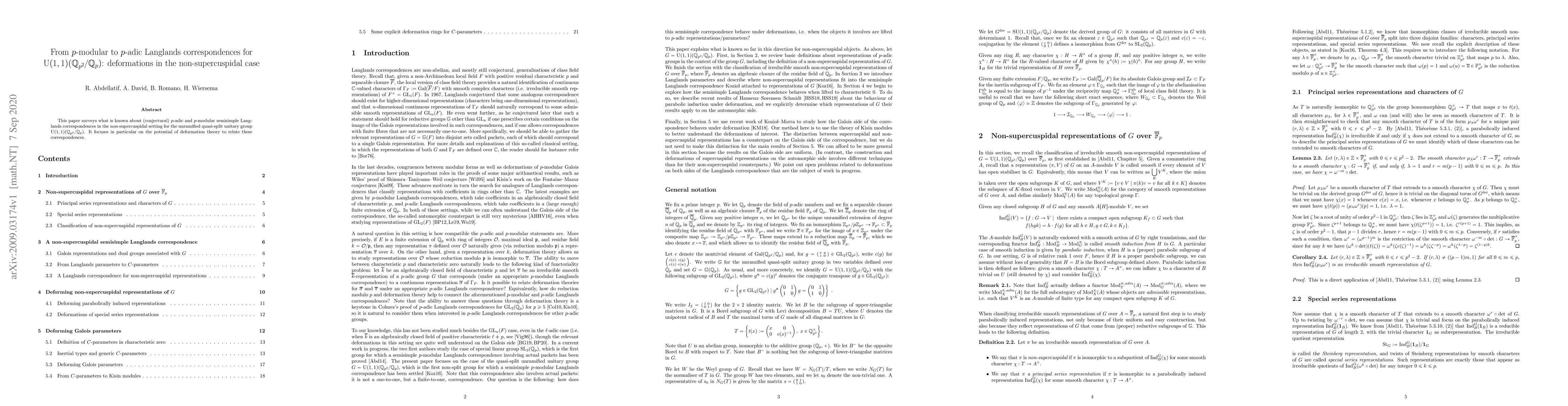 Thumbnail for From $p$-modular to $p$-adic Langlands correspondences for
  $\operatorname{U}(1,1)(\mathbb{Q}_{p^2}/\mathbb{Q}_p)$: deformations in the
  non-supercuspidal case