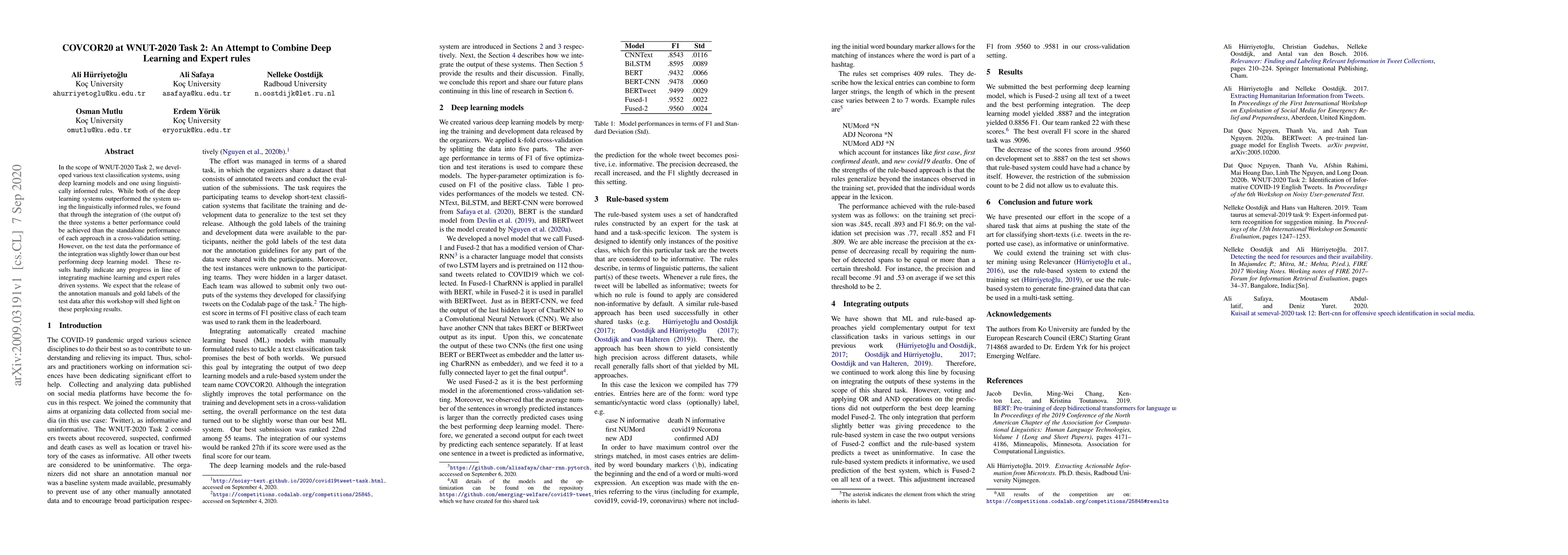 Thumbnail for COVCOR20 at WNUT-2020 Task 2: An Attempt to Combine Deep Learning and
  Expert rules