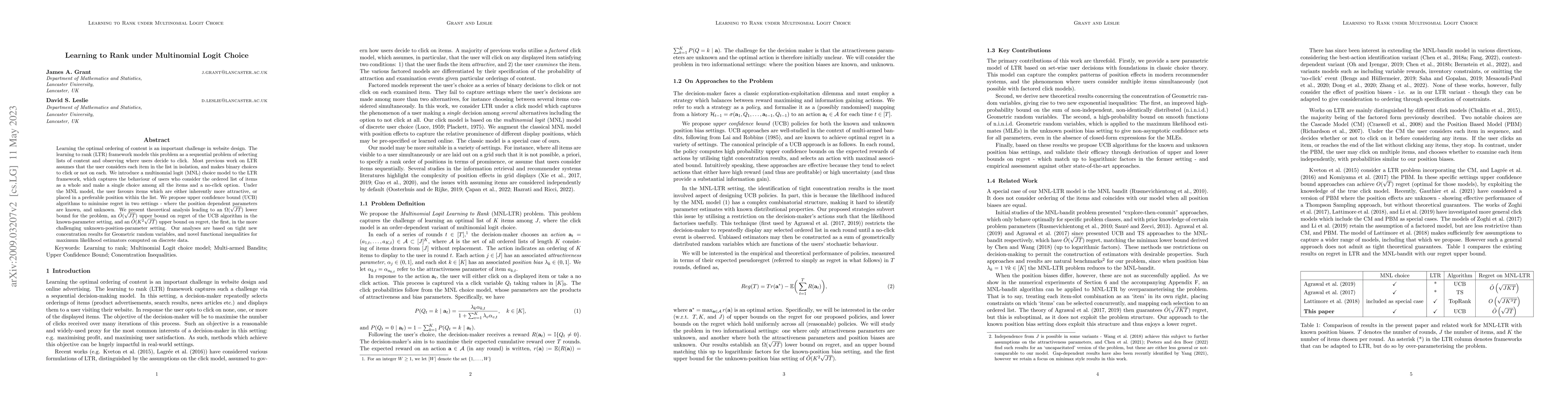 Thumbnail for Learning to Rank under Multinomial Logit Choice